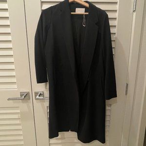 Oak + Fort Black Minimalist Long Trench Jacket Size XS